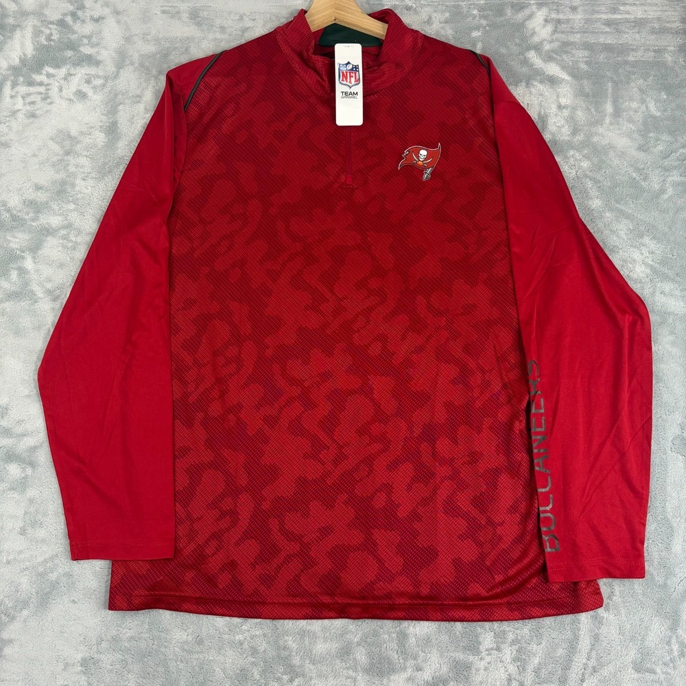 Tampa Bay Buccaneers NFL Team Apparel 1/4 Zip Long Sleeve Shirt Camo Men's 2XL